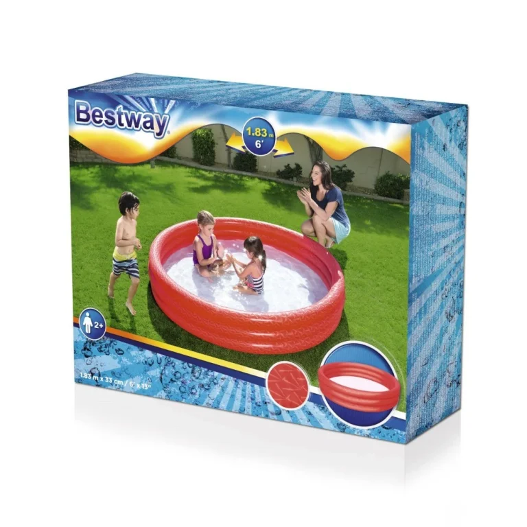 Dječji Vrtni Bazen Napuhani Bazen Za Djecu Crveni 183x33cm Bestway + Zakrpa Za Popravak, Crna 4