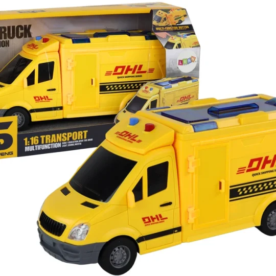 Dostavni Automobil 1:16 Pogon Trenja Otvaranje Vrata Žuta Svjetla Zvuci 1