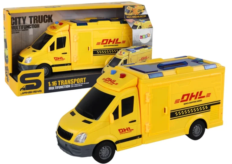 Dostavni Automobil 1:16 Pogon Trenja Otvaranje Vrata Žuta Svjetla Zvuci 1