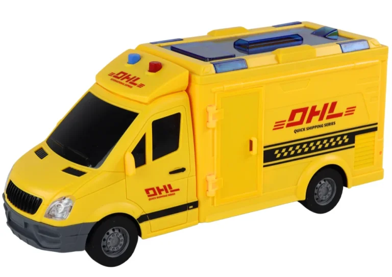 Dostavni Automobil 1:16 Pogon Trenja Otvaranje Vrata Žuta Svjetla Zvuci 2