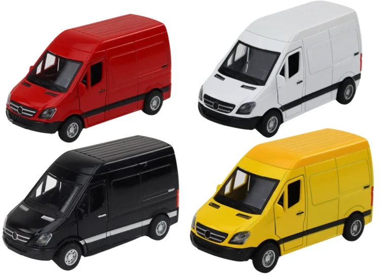 Dostavni Automobil 1:32 Svjetla Zvukovi Crvena Crna Žuta Bijela 3