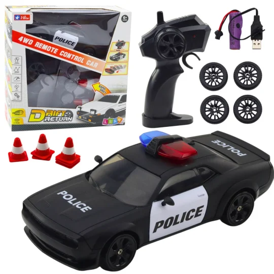 Drift Sports Car S Izmjenjivim Kotačima, Daljinski Upravljani Rc 4wd Policijski 1