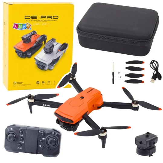 Dron D6 Pro, Dvostruka Hd Kamera, Led Svjetla, Narančasta 1