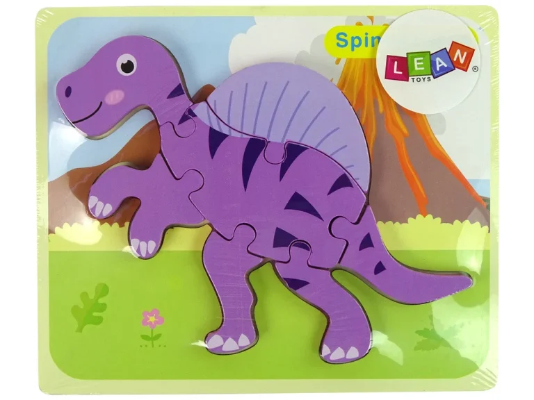 Drvena Slagalica Dinosaur Koritosaur Ružičasti Spinosaurus Ljubičasti 3