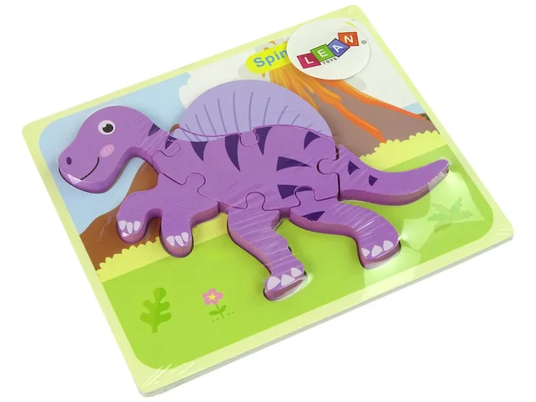 Drvena Slagalica Dinosaur Koritosaur Ružičasti Spinosaurus Ljubičasti 4
