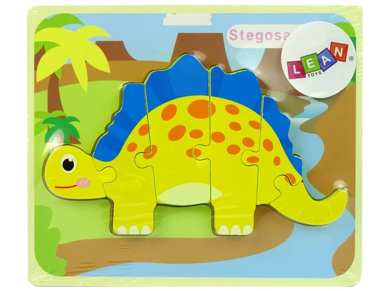Drvena Slagalica Dinosaur Stegosaurus Žuta 1