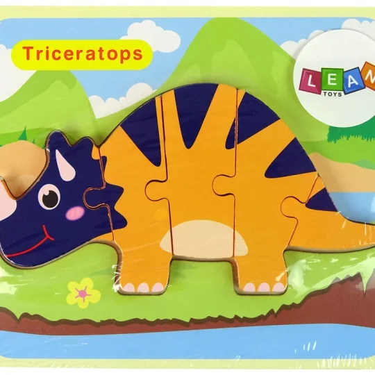 Drvena Slagalica Dinosauri Triceratops Ankylosaurus Narančasta 1
