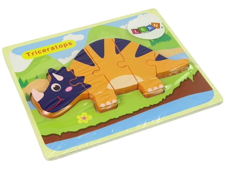 Drvena Slagalica Dinosauri Triceratops Ankylosaurus Narančasta 2