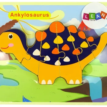 Drvena Slagalica Dinosauri Triceratops Ankylosaurus Narančasta 3