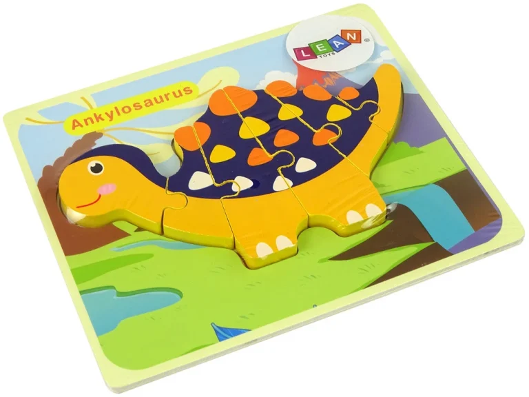 Drvena Slagalica Dinosauri Triceratops Ankylosaurus Narančasta 4