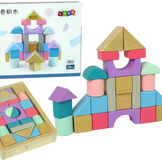 Drvene Kocke Pastelnih Boja 28 Komada Dvorac 1