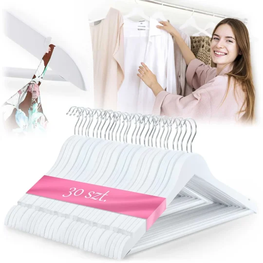 Drvene Vješalice Za Odjeću 30 Kom Ms 858 Massido, Bijela 1