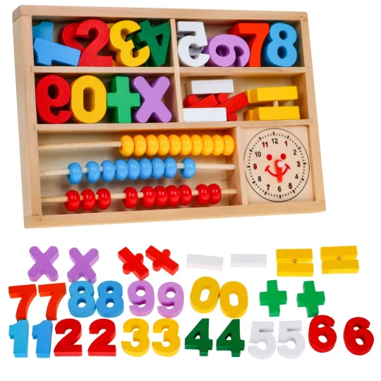 Drveni 3 U 1 Edukativni Set Za Djecu Od 3+ Godine. Uči Matematiku I Sat 1