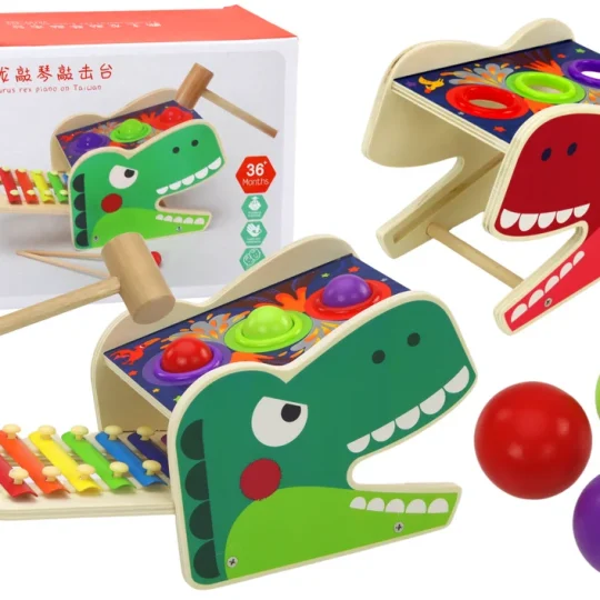 Drveni čekić Za činele S Dinosaurom 2u1, Crveni 1