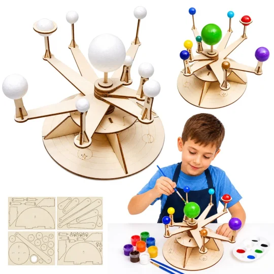 Drveni Model Planeta Sunčevog Sustava Diy Edukativni Komplet 1