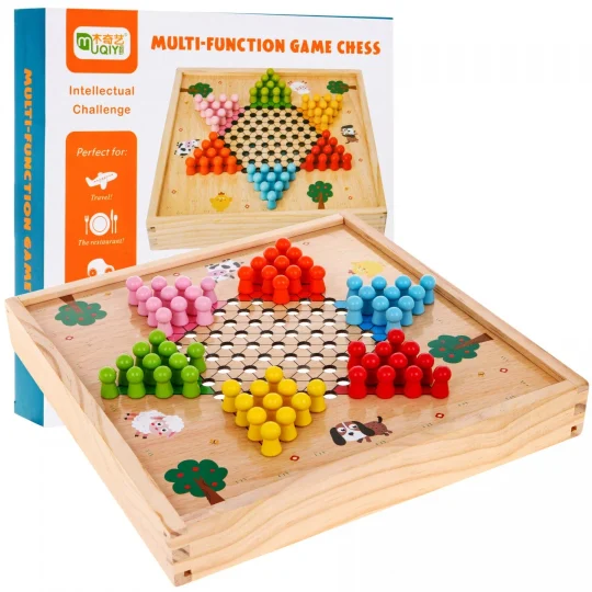 Drveni Set Društvenih Igara 6 U 1 Za Djecu Trylma Zmije I Ljestve Šah Ludo Go, Bijela 1