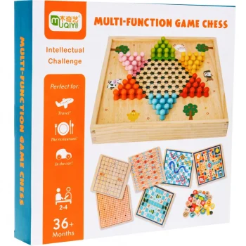 Drveni Set Društvenih Igara 6 U 1 Za Djecu Trylma Zmije I Ljestve Šah Ludo Go, Bijela 14