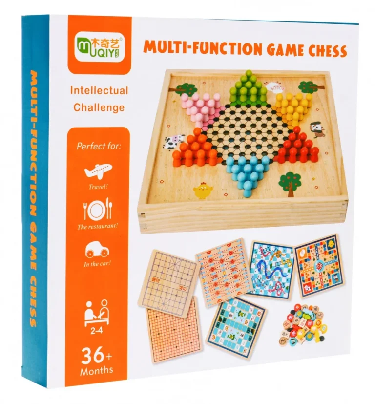 Drveni Set Društvenih Igara 6 U 1 Za Djecu Trylma Zmije I Ljestve Šah Ludo Go, Bijela 14