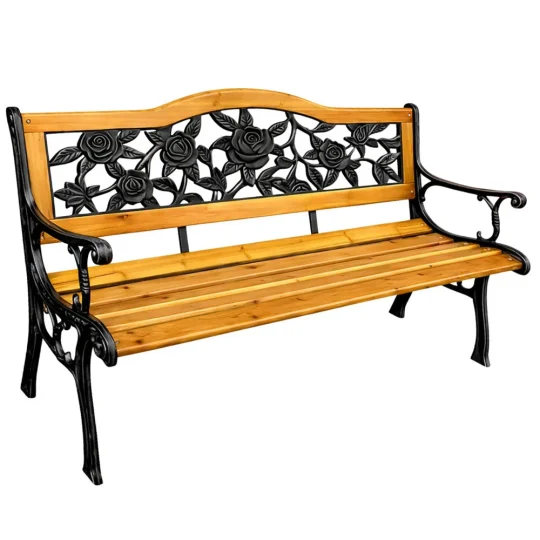 Drveno Metalna Vrtna Klupa S Naslonom Lean, 125 Cm 1
