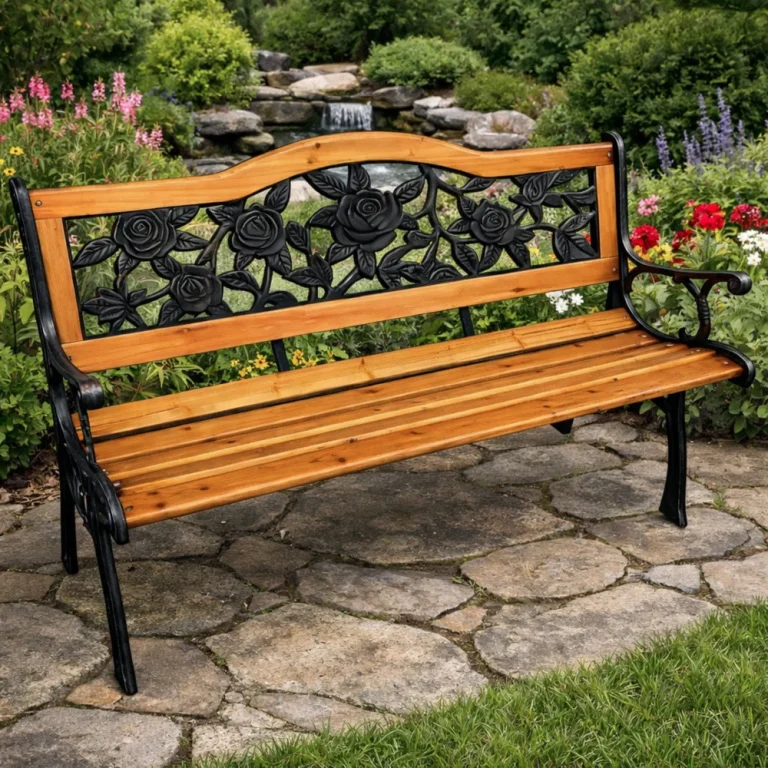 Drveno Metalna Vrtna Klupa S Naslonom Lean, 125 Cm 5