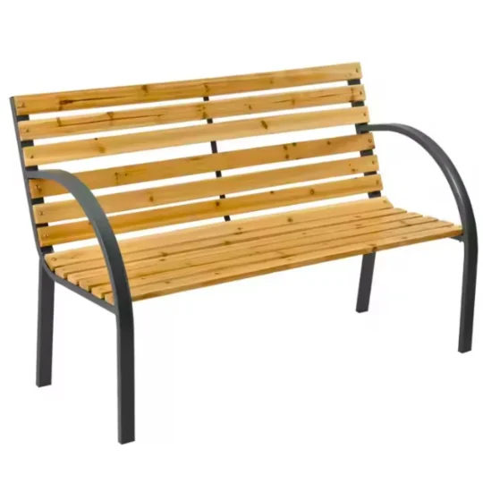 Drveno Metalna Vrtna Klupa S Naslonom, Park Stil, 125 Cm 1