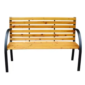 Drveno Metalna Vrtna Klupa S Naslonom, Park Stil, 125 Cm 3
