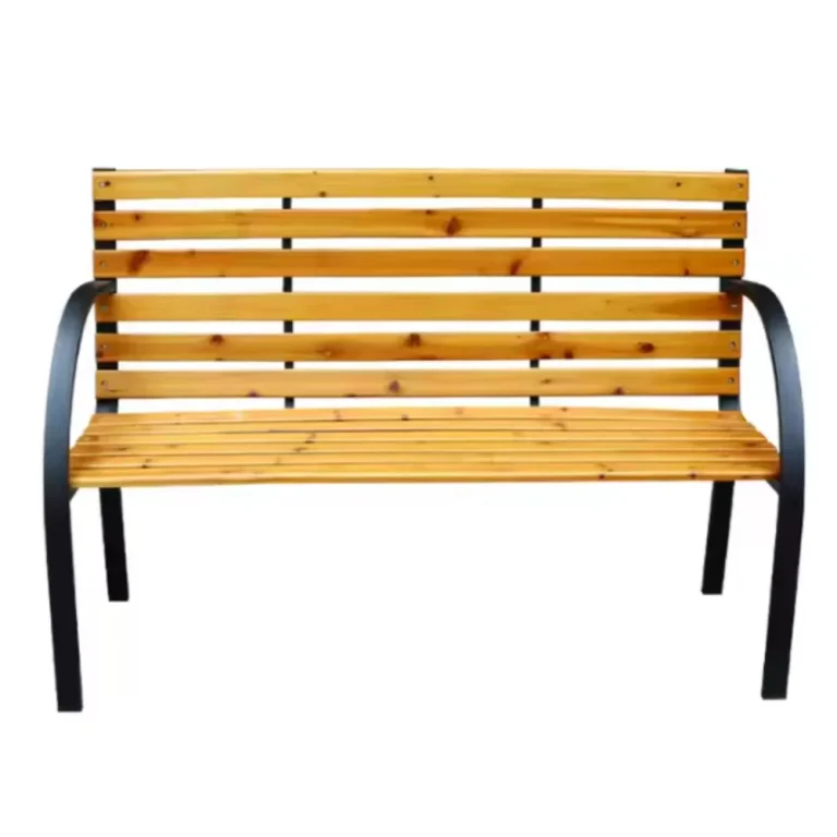 Drveno Metalna Vrtna Klupa S Naslonom, Park Stil, 125 Cm 3