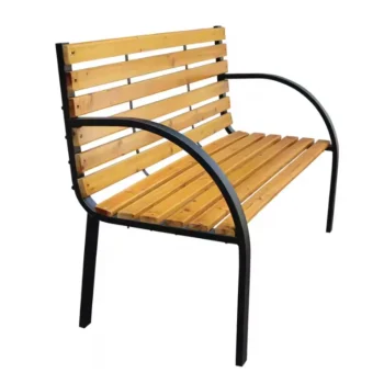 Drveno Metalna Vrtna Klupa S Naslonom, Park Stil, 125 Cm 4