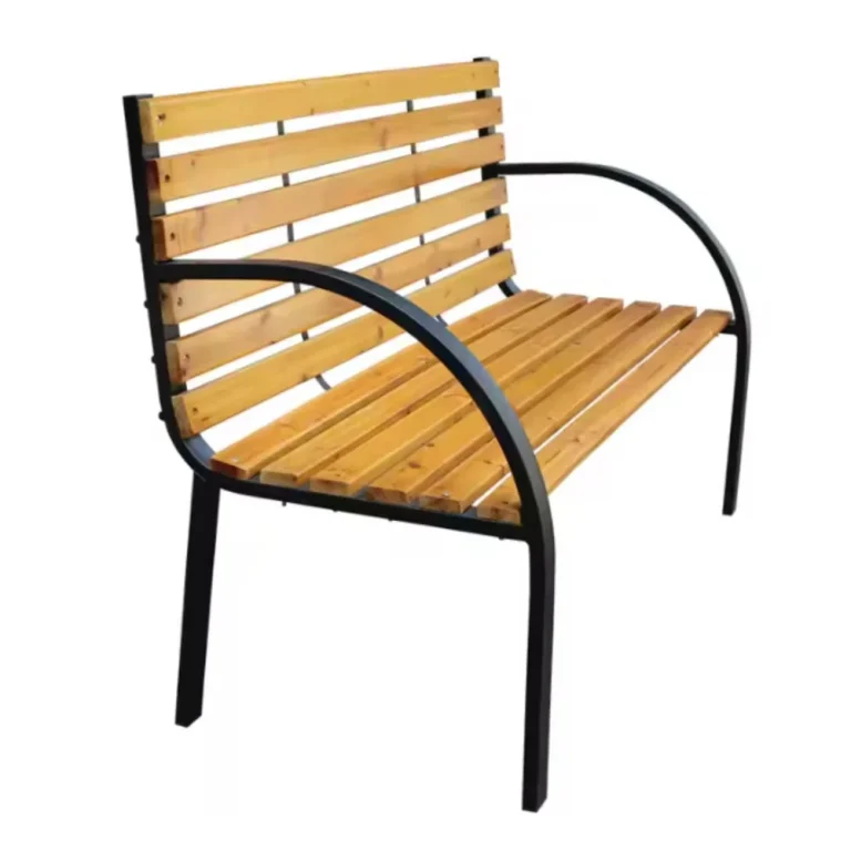Drveno Metalna Vrtna Klupa S Naslonom, Park Stil, 125 Cm 4
