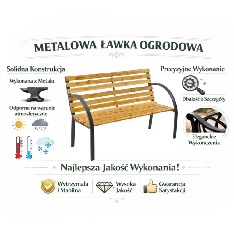 Drveno Metalna Vrtna Klupa S Naslonom, Park Stil, 125 Cm 6