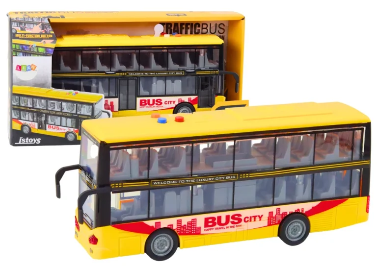 Dvokatni Autobus 1:16 Svjetla Zvuci Trenje Pogon Žuto 1