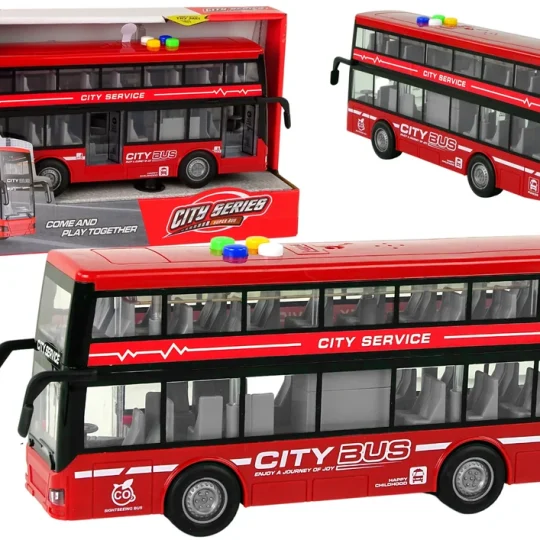 Dvokatni Autobus Na Baterije, Svjetla, Zvukovi, Trenje, Crveni Pogon 1