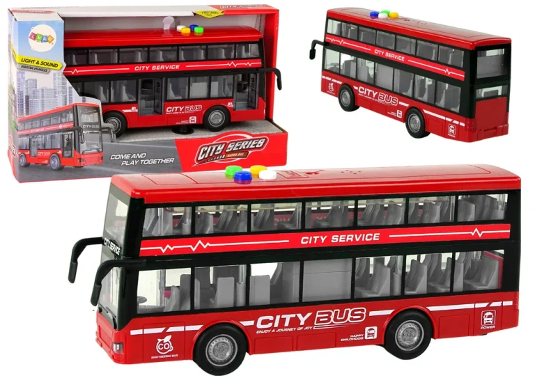 Dvokatni Autobus Na Baterije, Svjetla, Zvukovi, Trenje, Crveni Pogon 1