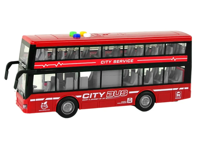 Dvokatni Autobus Na Baterije, Svjetla, Zvukovi, Trenje, Crveni Pogon 2