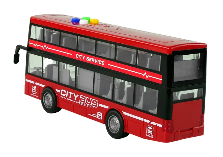 Dvokatni Autobus Na Baterije, Svjetla, Zvukovi, Trenje, Crveni Pogon 3