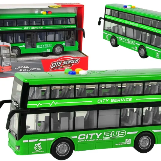 Dvokatni Autobus Na Baterije, Svjetla, Zvukovi, Trenje, Pogon, Zelena Boja 1