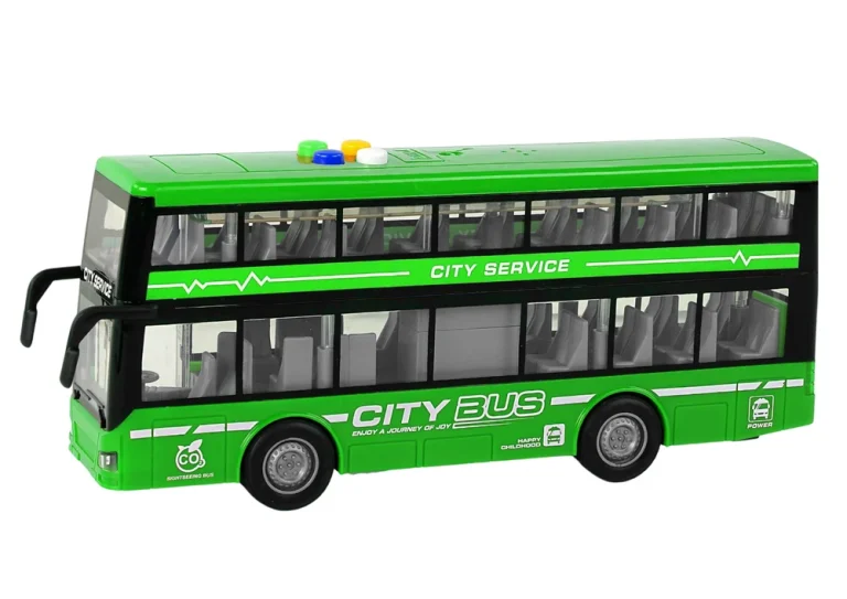 Dvokatni Autobus Na Baterije, Svjetla, Zvukovi, Trenje, Pogon, Zelena Boja 2