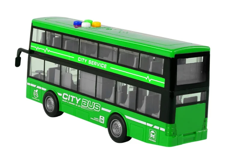 Dvokatni Autobus Na Baterije, Svjetla, Zvukovi, Trenje, Pogon, Zelena Boja 3