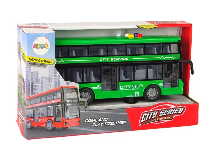 Dvokatni Autobus Na Baterije, Svjetla, Zvukovi, Trenje, Pogon, Zelena Boja 4