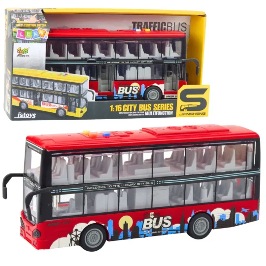 Dvokatni Gradski Autobus S Trenjem Svjetla I Zvukovi Crveni 1:16 1