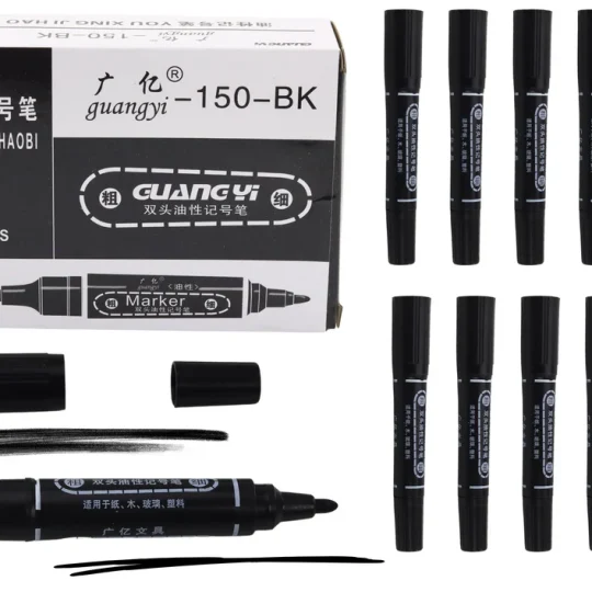 Dvostrani Vodootporni Set Crnih Markera, 10 Komada 1