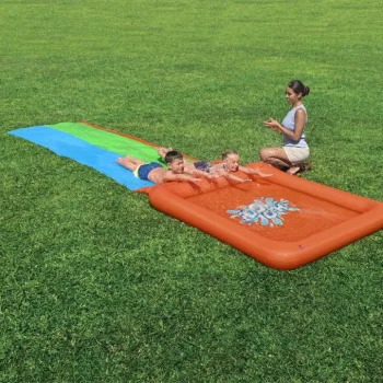 Dvostruki Super Splash Vodeni Tobogan Za Djecu 3+ Bestway Staza 531 Cm + Dječji Bazen 129 L + Tuš 6