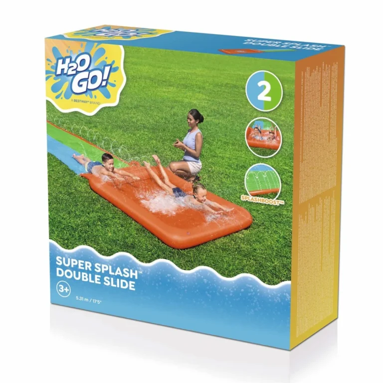 Dvostruki Super Splash Vodeni Tobogan Za Djecu 3+ Bestway Staza 531 Cm + Dječji Bazen 129 L + Tuš 8
