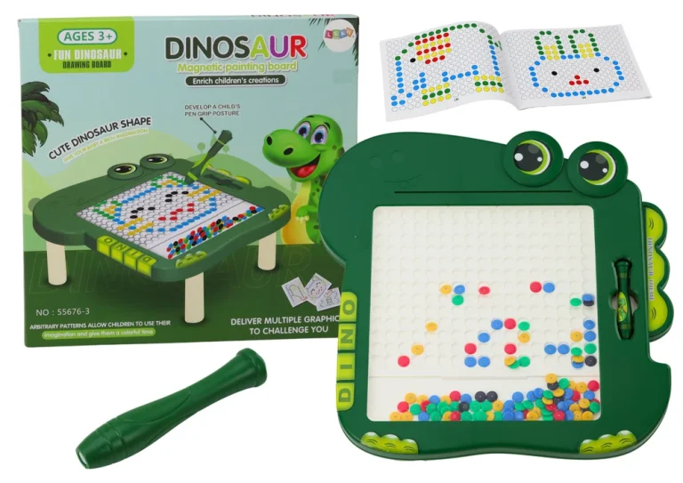 Edukativna Magnetska Ploča S Dinosaurima, Slagalica Sa Zelenim Perlicama 1