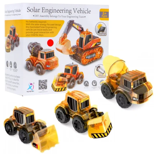 Edukativni Set 3 U 1 Solarnih Građevinskih Vozila Za Djecu Bager, Mješalica Za Beton, Buldožer 1