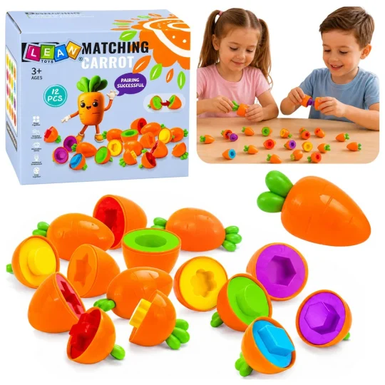 Edukativni Sorter Mrkve Za Sparivanje Oblika I Boja, 12 Komada 1