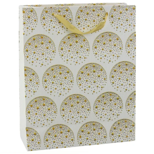 Elegantna Poklon Vrećica Zlatne Zvijezde Bijele 32 X 26 X 12 Cm 1