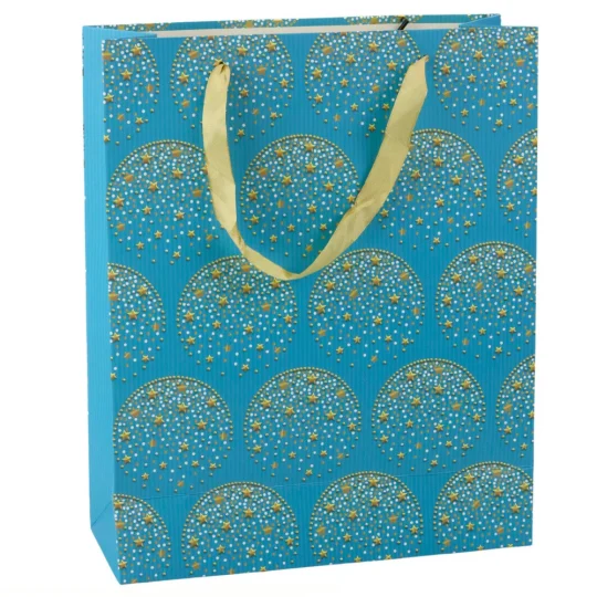 Elegantna Poklon Vrećica Zlatne Zvijezde Plave 32 X 26 X 12 Cm 1