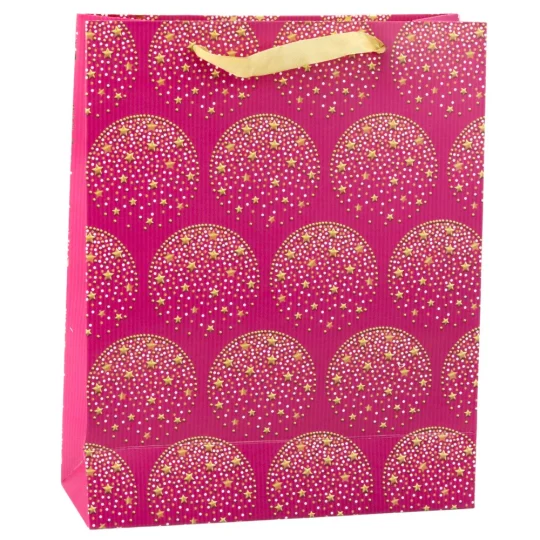 Elegantna Poklon Vrećica Zlatne Zvijezde Roza 32 X 26 X 10 Cm 1