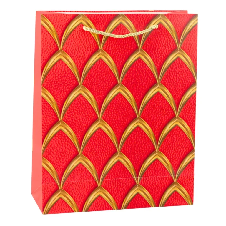 Elegantna Poklon Vrećica Sa Zlatnim Ukrasima 32 X 26 X 12 Cm 2